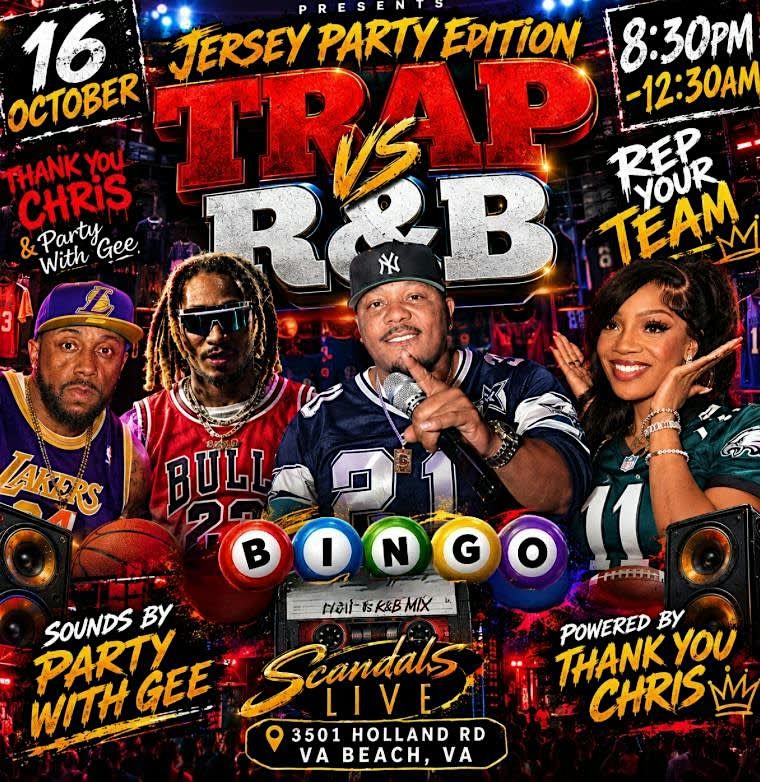 R&B BINGO VA Beach FRIDAY 10/16/26 At Scandals W/Thank You Chris