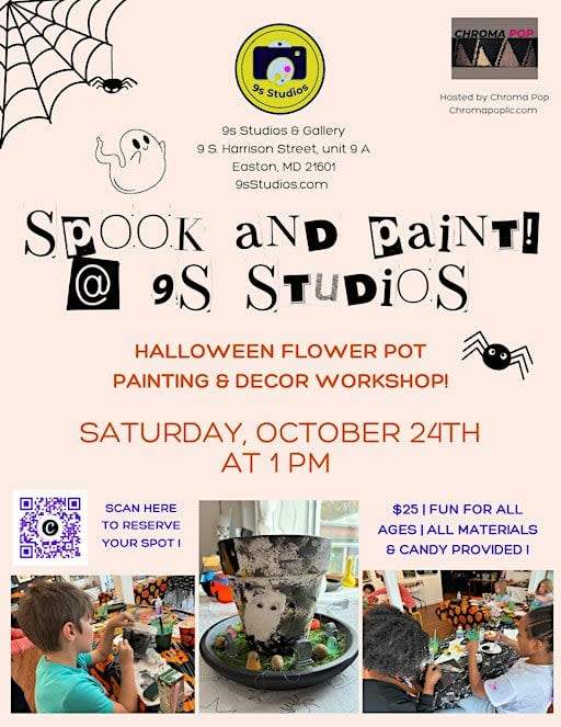 Spook and Paint Halloween Flower Pot Painting Workshop at 9s Studios!