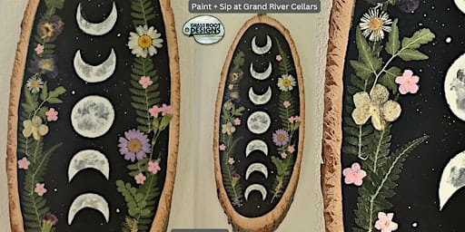 Wood Slice Moon Phase + Pressed Flowers | Grand River Cellars