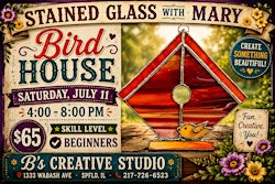 Stained Glass with Mary- BIRD HOUSE