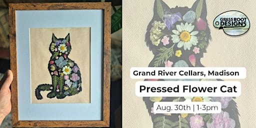 Framed Pressed Flower Cat | Grand River Cellars