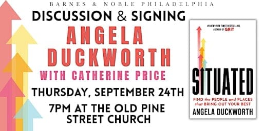 Angela Duckworth celebrates Situated on September 24th at 7pm