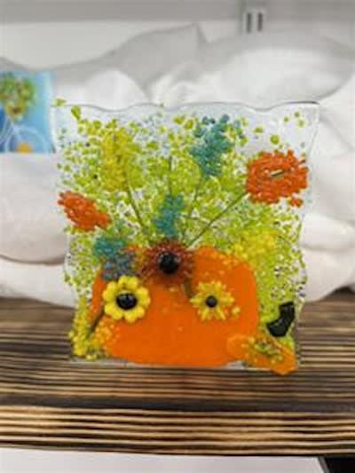 Festive Floral fused glass pumpkin workshop
