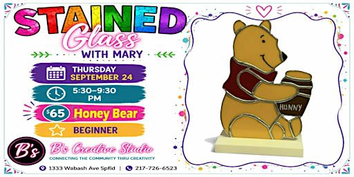 Stained Glass with Mary-Honey Bear