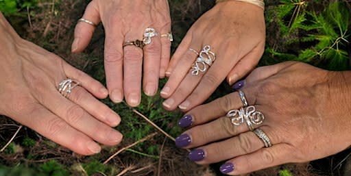 Abstract Fine Silver Ring Class