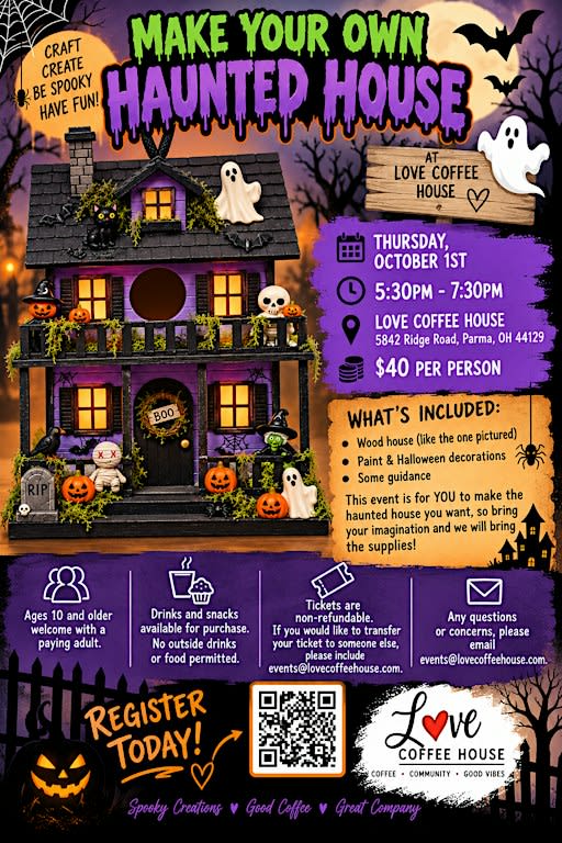 Paint and decorate your own spooky haunted house!