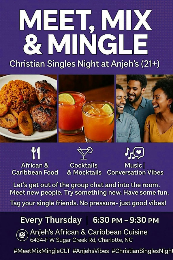 Meet, Mix & Mingle – Christian Singles Night at Anjeh’s (21+)