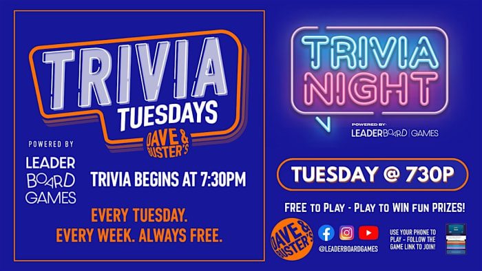 Trivia Night | Dave & Buster's - Niles OH - TUE 730p @LeaderBoardGames