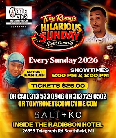 Tony Roney’s Hilarious Sunday Night Comedy, Every Sunday VIP Option