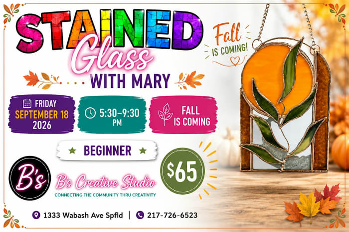 Stained Glass with Mary-FALL IS COMING