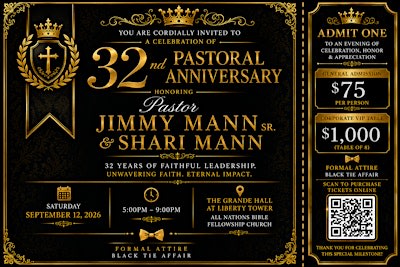 Pastor Jimmy & Shari Mann’s Pastoral Anniversary Celebration Gala