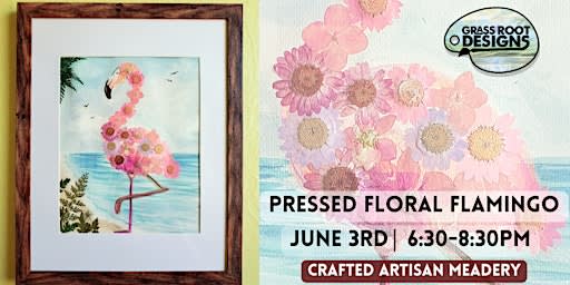Framed Pressed Flower Flamingo | Crafted Artisan Meadery