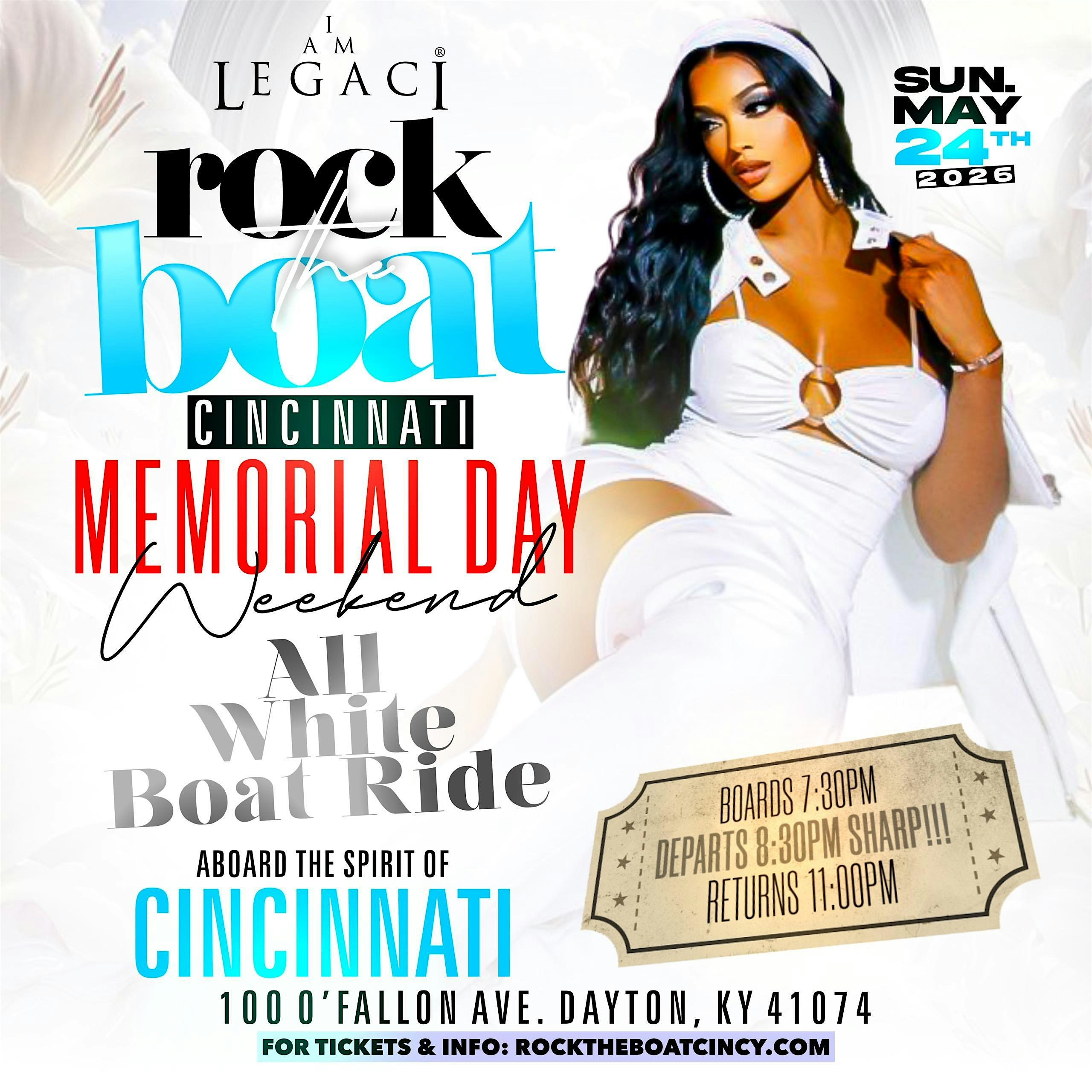 ROCK THE BOAT CINCINNATI ALL WHITE BOAT RIDE MEMORIAL DAY WEEKEND 2026