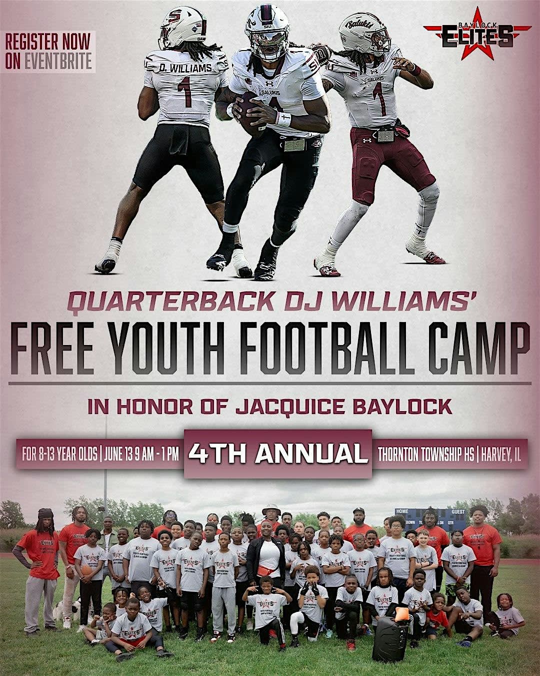 Free Youth Football Camp with Quarterback DJ Williams | Baylock Elites 4th