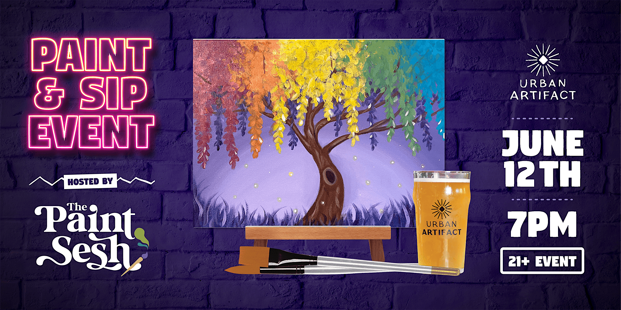 Paint & Sip Painting Event in Cincinnati, OH – “Rainbow Tree” at UA