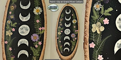 Wood Slice Moon Phase + Pressed Flowers | Grand River Cellars