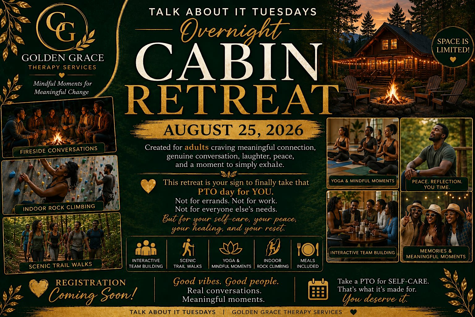 Talk About It Tuesdays Overnight Cabin Retreat