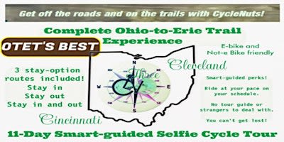 OTET'S BEST Experience. 11-day Ohio-to-Erie Trail Smart-guided Tour