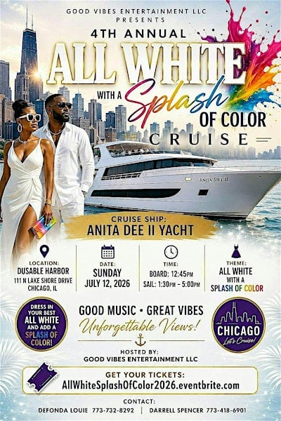All White Splash of Color Yacht Party