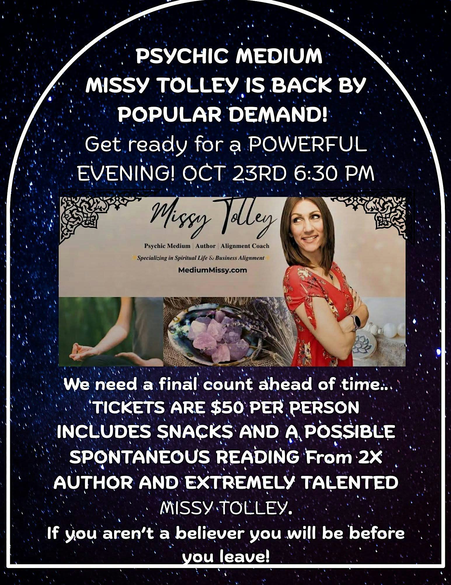 Psychic Missy Tolley at Rohr’s wine room