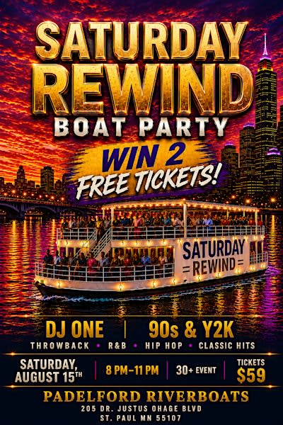 Saturday Rewind: 90s /Y2K R&B/Hip Hop Boat Party-St.Paul