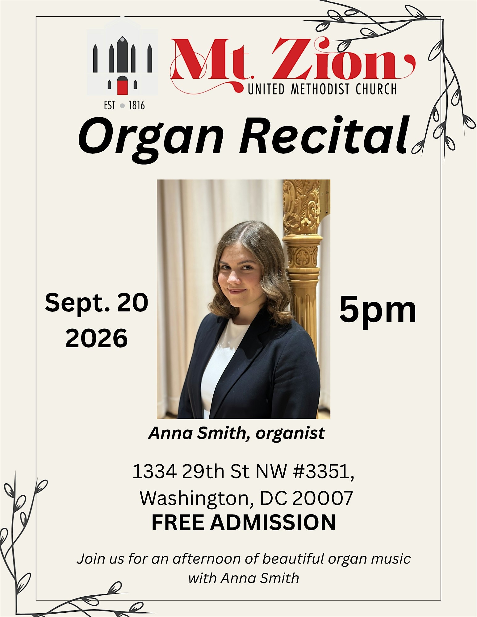 Organ Recital featuring Anna Smith