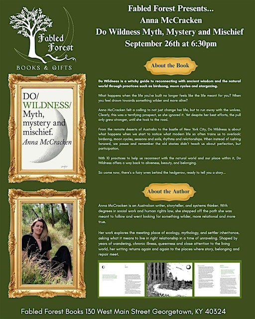 Australian author Anna McCracken, Do Wildness Signing, Meet & Greet