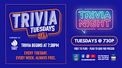 Trivia Night | Dave & Buster's - Greenwood IN - TUE 730p  @LeaderBoardGames