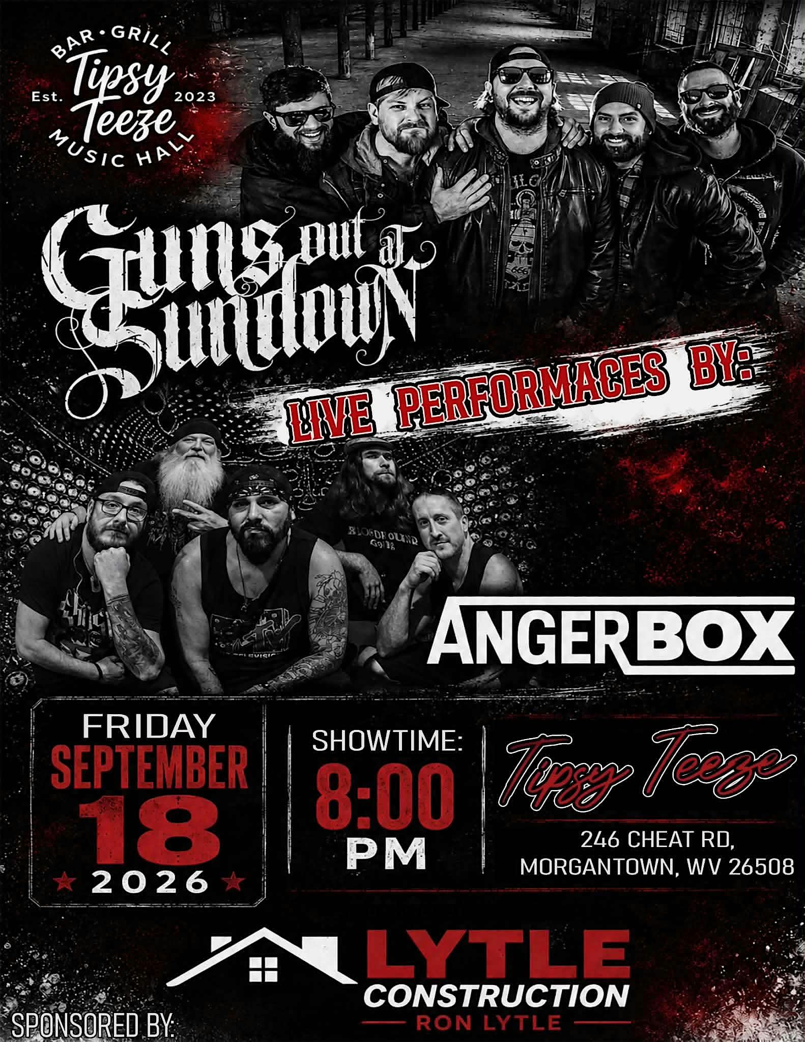 Anger Box and Guns Out at Sundown LIVE at Tipsy Teeze