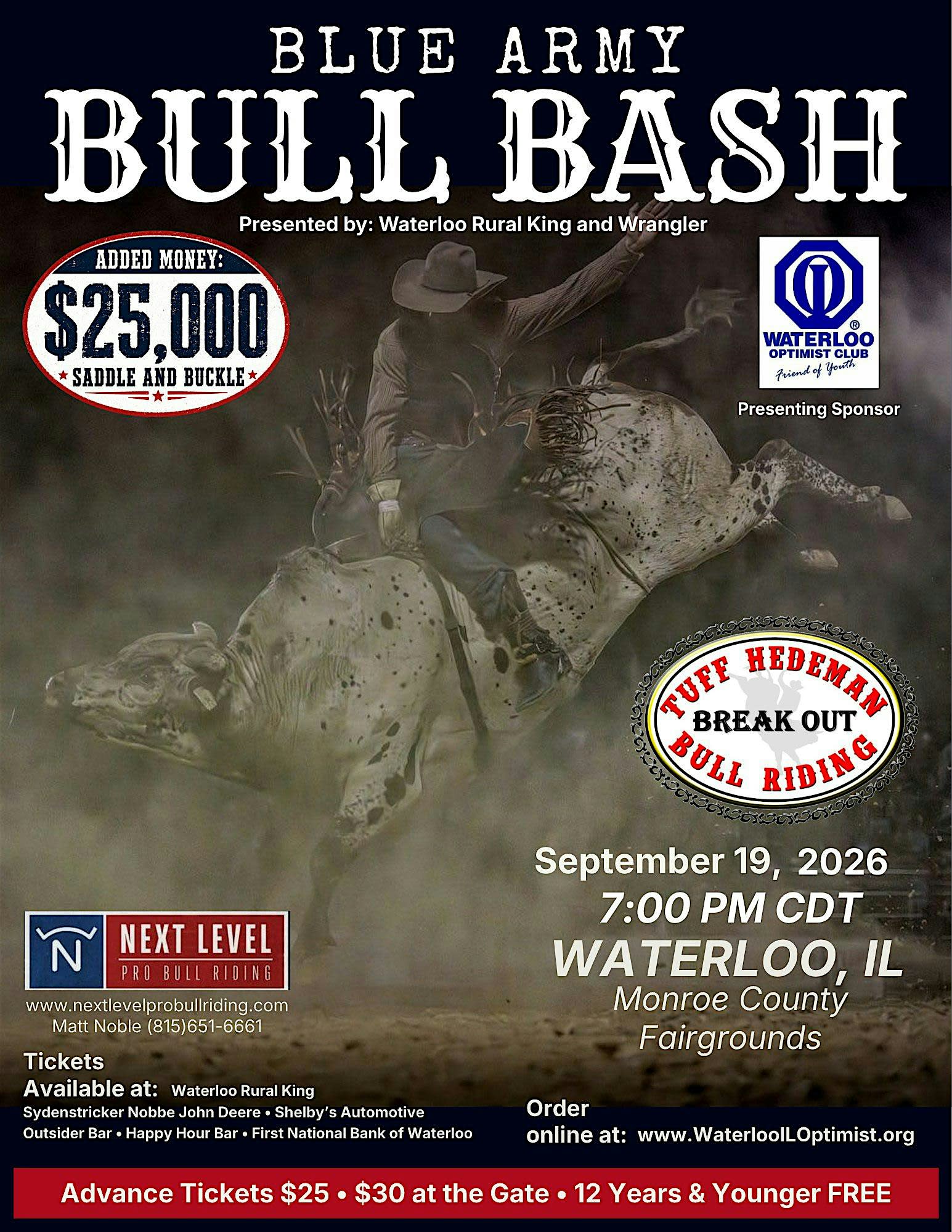 Optimist Club of Waterloo, Illinois, Blue Army Bull Bash, Bull Ride