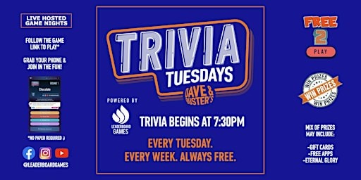 Trivia Night | Dave & Buster's - Homestead PA - TUE 730p @LeaderboardGames