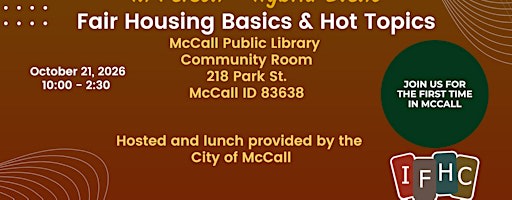 Fair Housing Basics & Hot Topics - McCall (Hybrid Event)