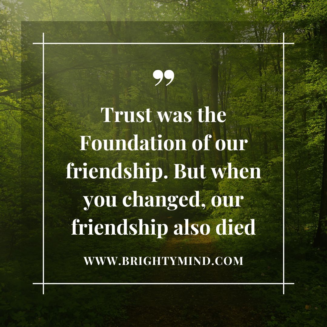 Trust was the Foundation of our friendship. But when you changed, our friendship also died