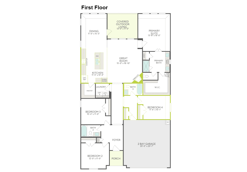 The image appears to be a floor plan or layout of a first-floor residential property, with various rooms and spaces clearly labeled and arranged in a logical manner.