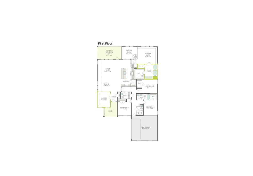 The image appears to be a floor plan or layout of a residential property, with various rooms and spaces labeled, including a living room, kitchen, bedrooms, and a garage.