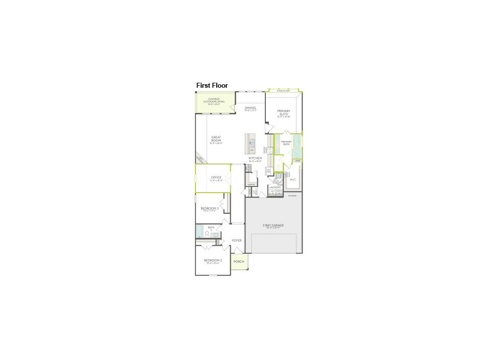 A floor plan of a house with a garage and multiple rooms is presented against a white background.