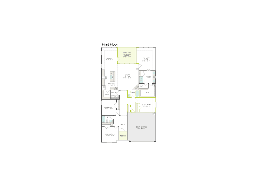 A first-floor architectural floor plan is presented against a white background, detailing rooms and their layouts.