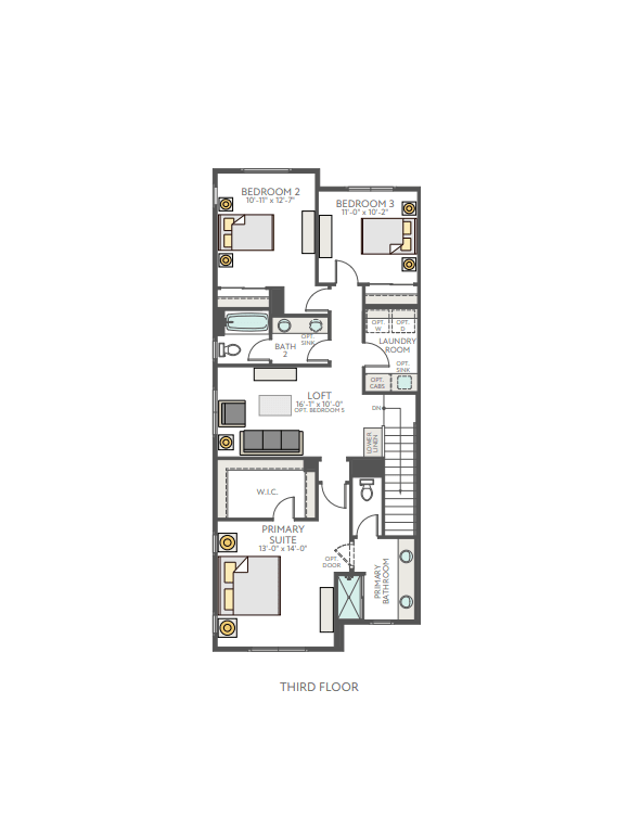 A detailed architectural floor plan of a third floor is centered against a plain white background.