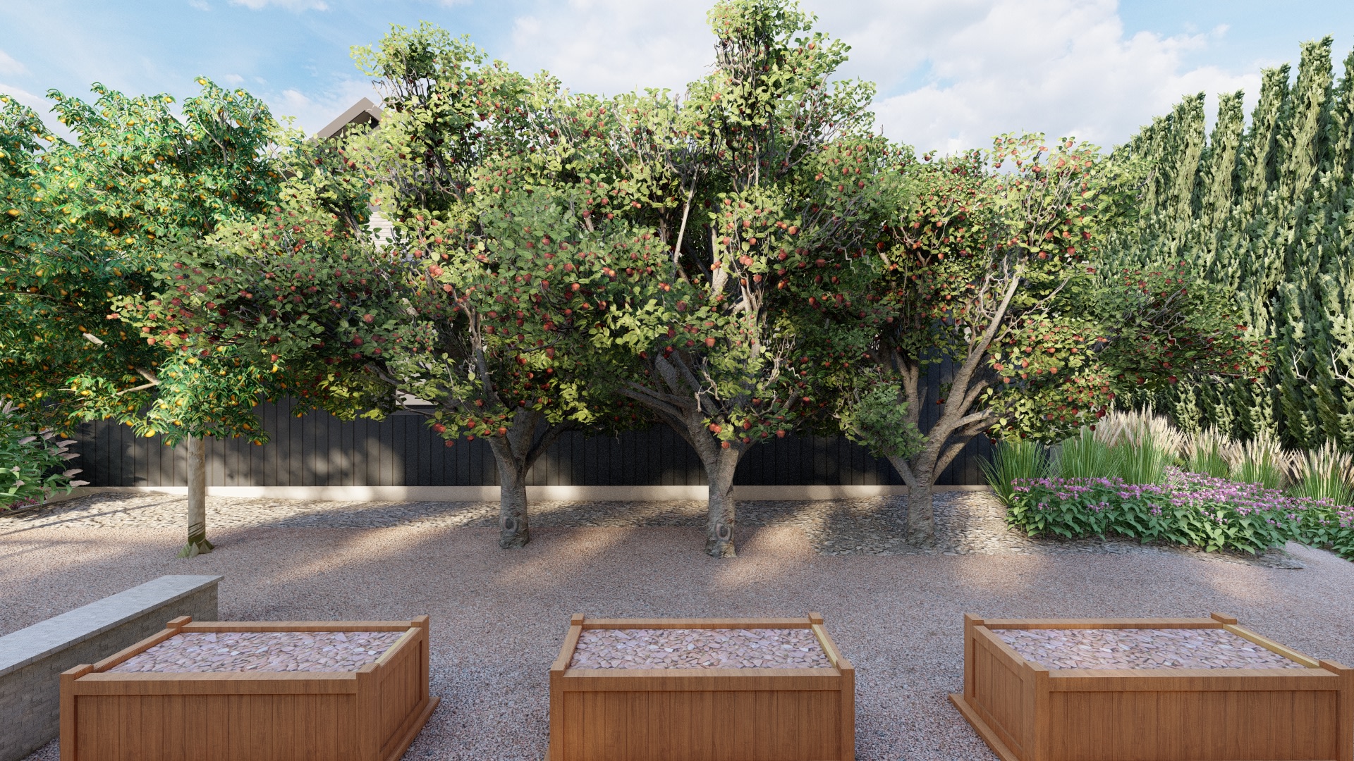 Orchard Trees + Raised Beds