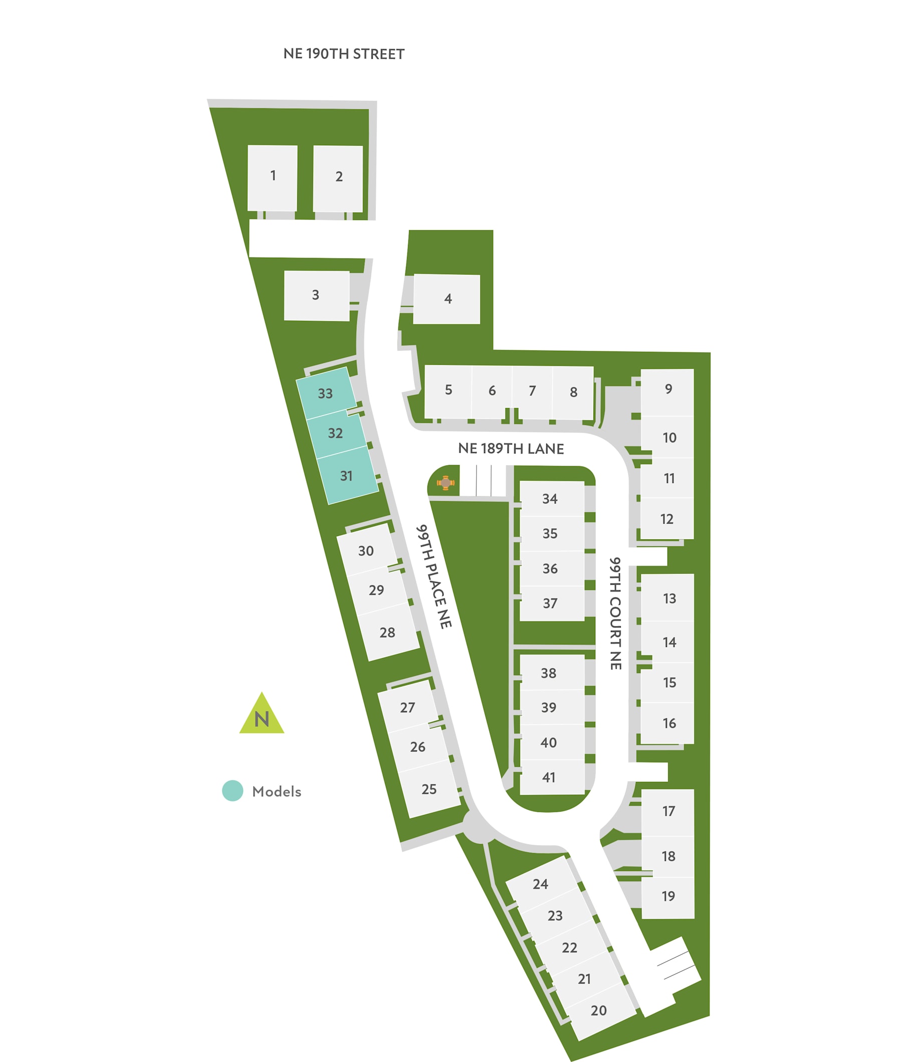 A site plan or layout diagram showing the arrangement of buildings, parking spaces, and other features on a property or campus.
