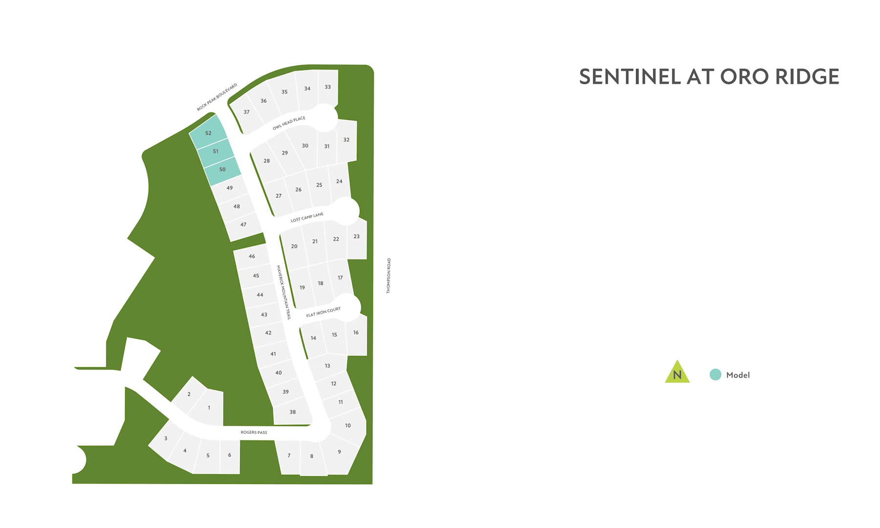 The image depicts a map of the Sentinel at Oro Ridge area, showing a layout of the buildings and surrounding terrain.
