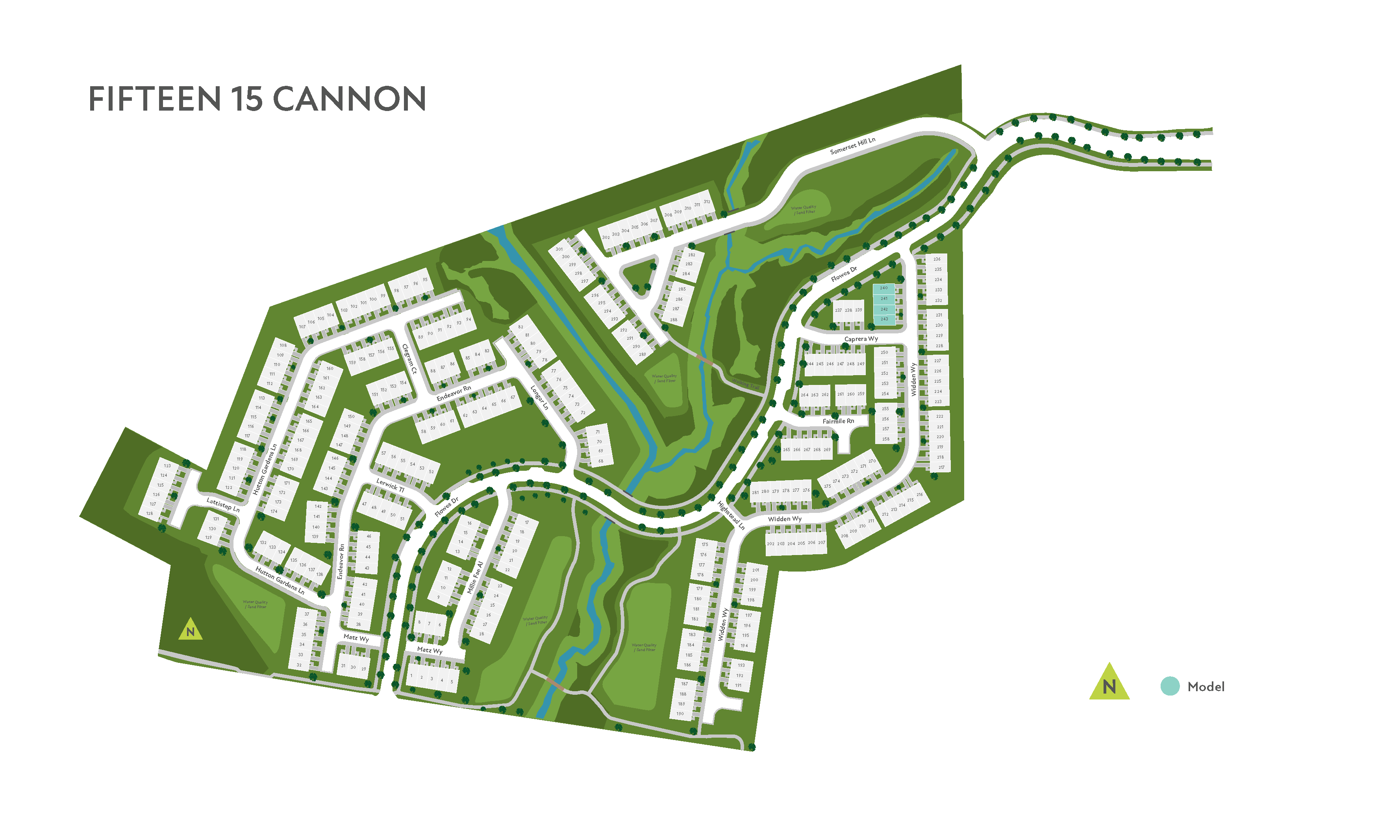 The image is a detailed map of an area called "Fifteen is Cannon", featuring a layout of buildings, roads, and green spaces.