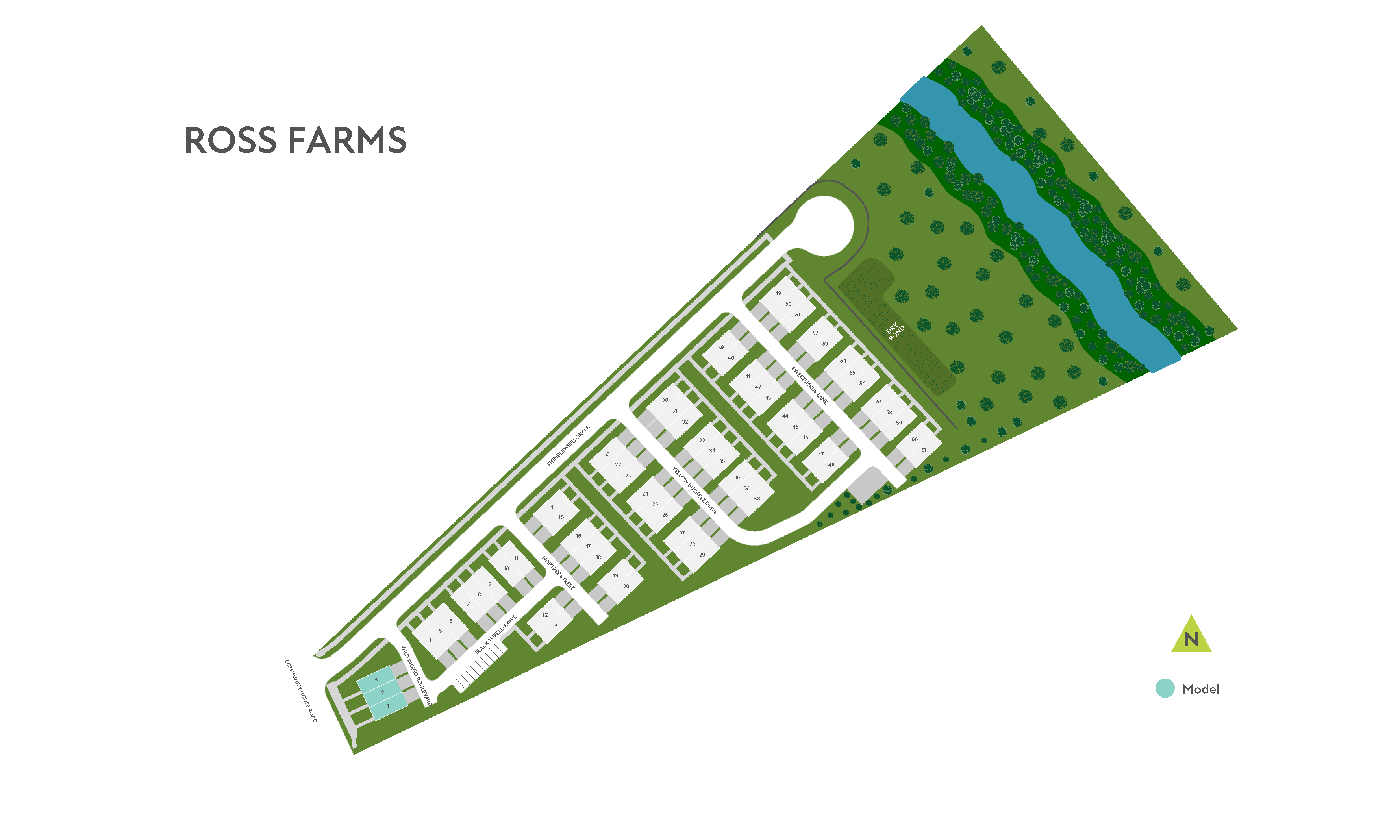 The image depicts a stylized illustration of a farm called "Ross Farms", with a green, hilly landscape in the background and a prominent text overlay in the foreground.