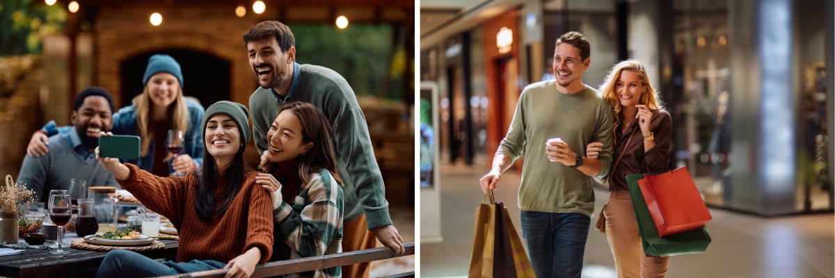 shopping dining stock photo