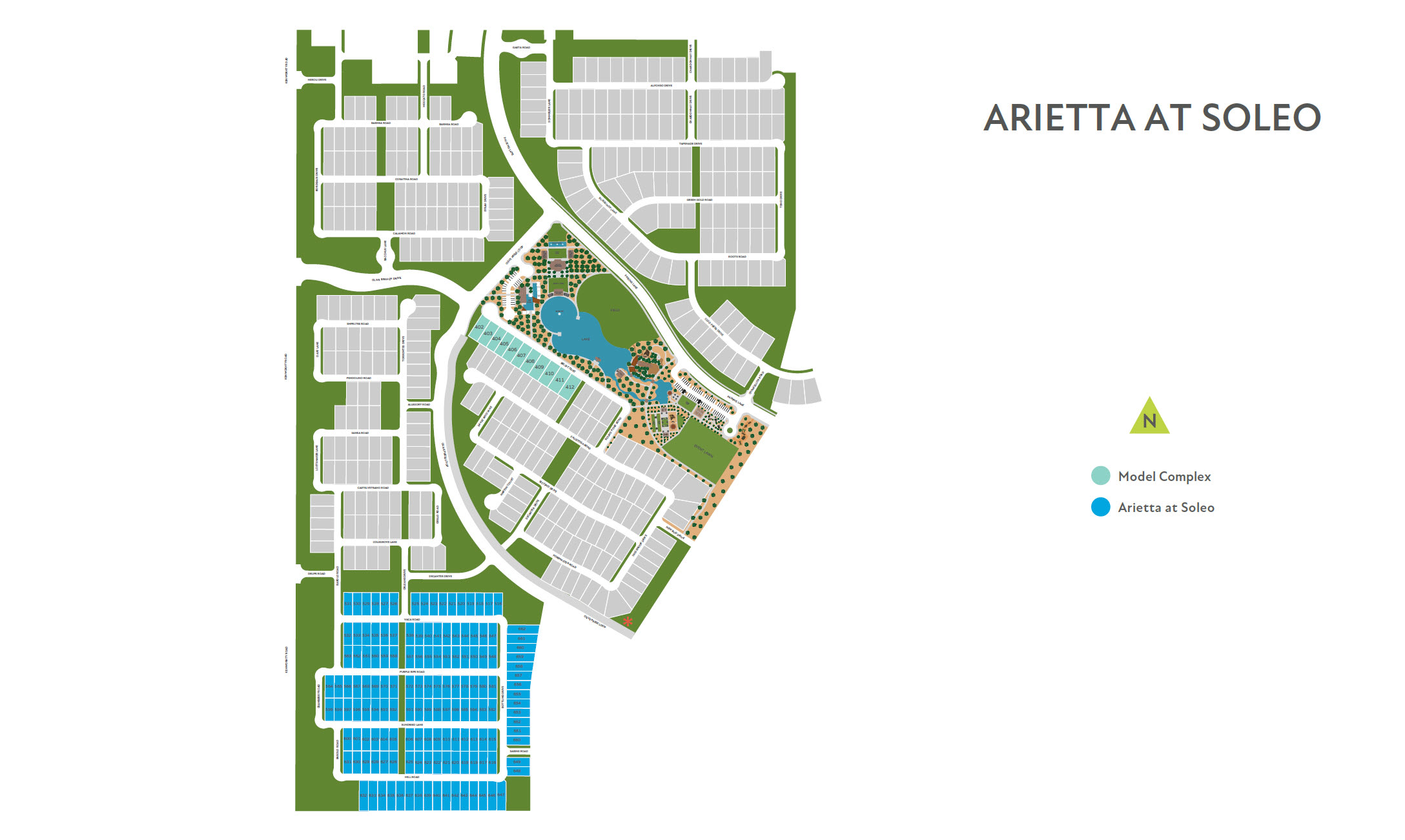 The image appears to be a map or layout of a planned urban development. It features a mix of green spaces, residential and commercial areas, and a central body of water. The layout seems to be organized in a grid-like pattern, with various shapes and structures arranged in a visually appealing manner.
