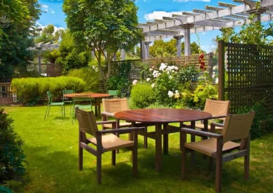 Restaurant outdoor patio dining area protected by commercial mosquito control