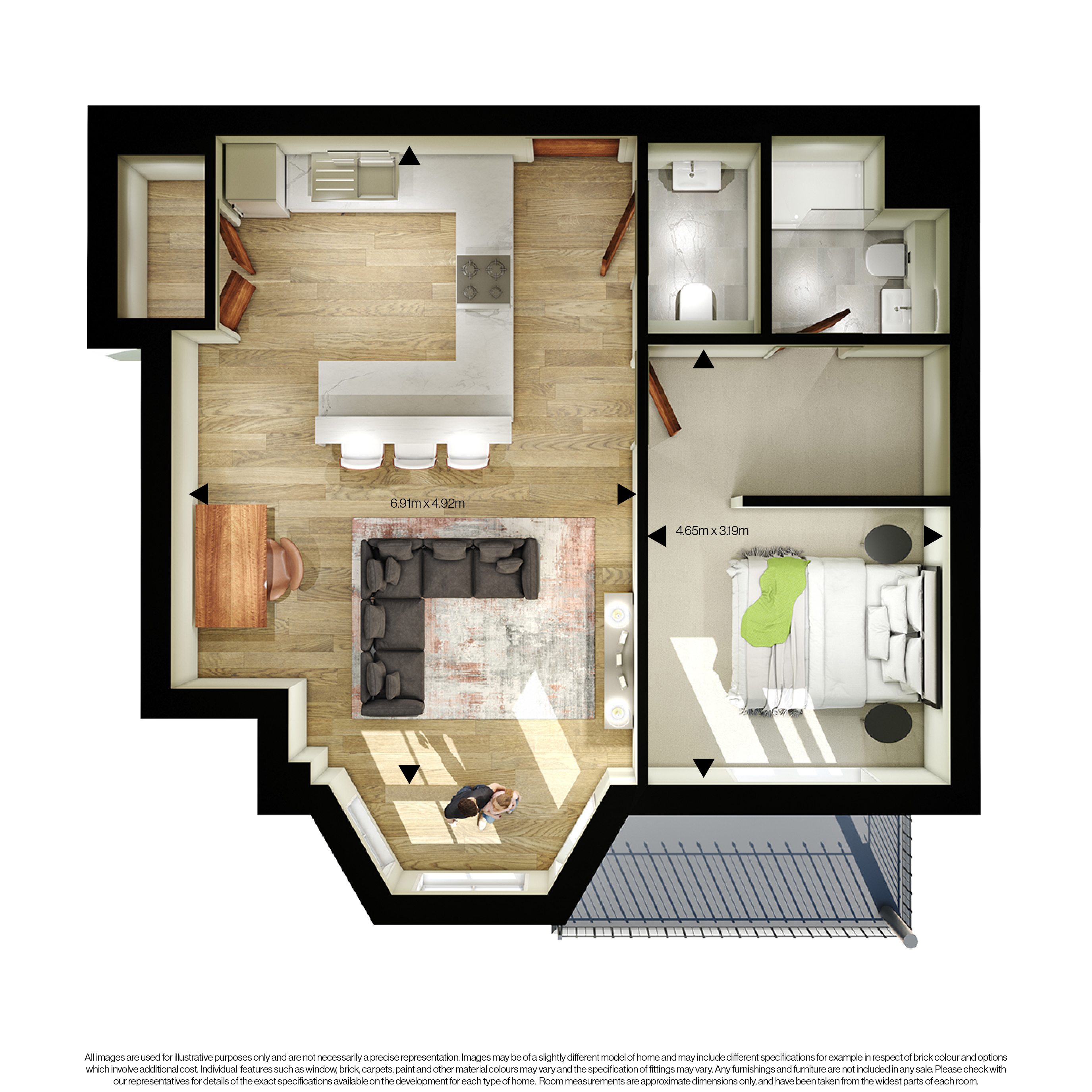 3D floor plan for number 5 Vicarage court