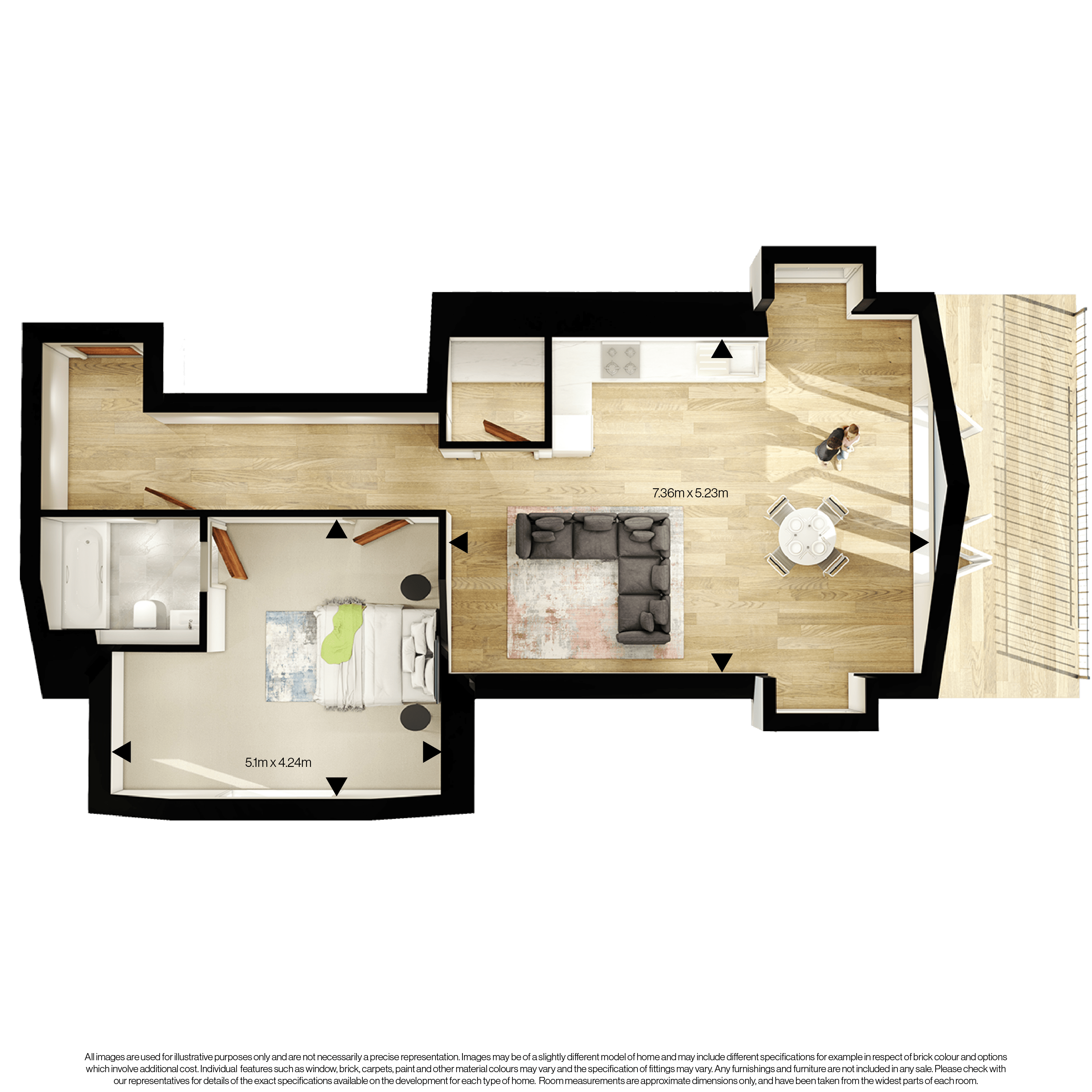 3D floor plan for number 12a Vicarage court