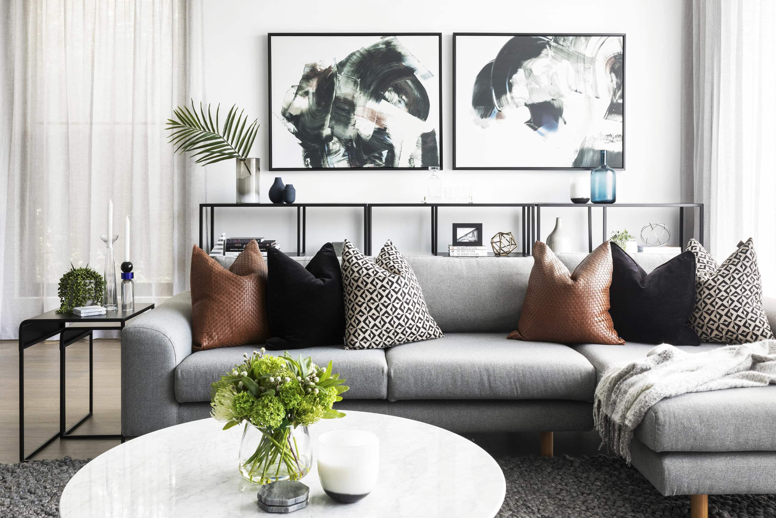 Throw Pillow Arrangements by Sofa Type: 3-Seater, L-Shape & Sectional