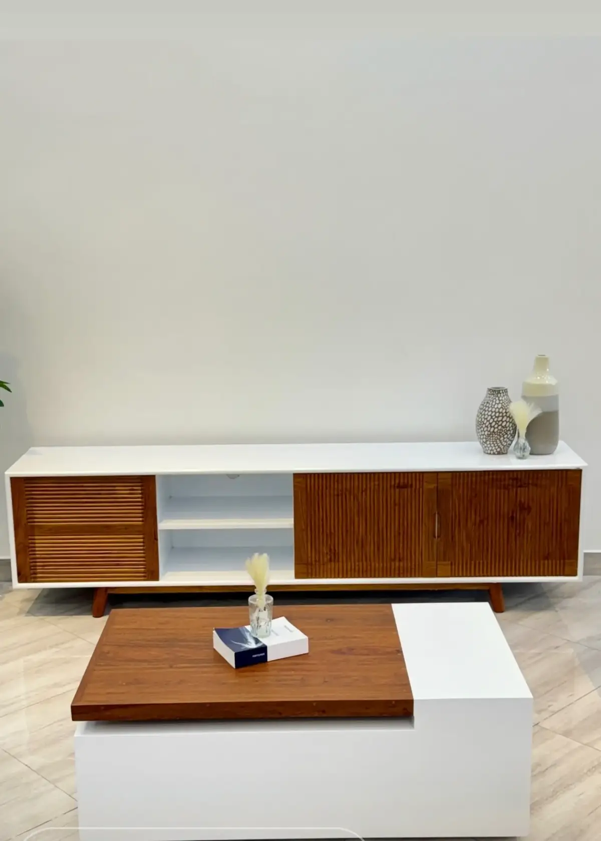 Premium TV stand and coffee table set with storage drawers in a Nairobi home